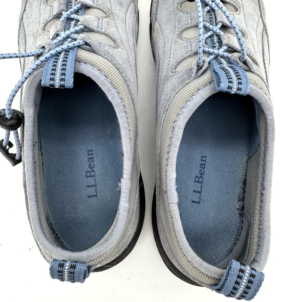 LL Bean Light Blue Suede Leather Bungee Lace Hiking Shoes Size 9.5 - Picture 7 of 9